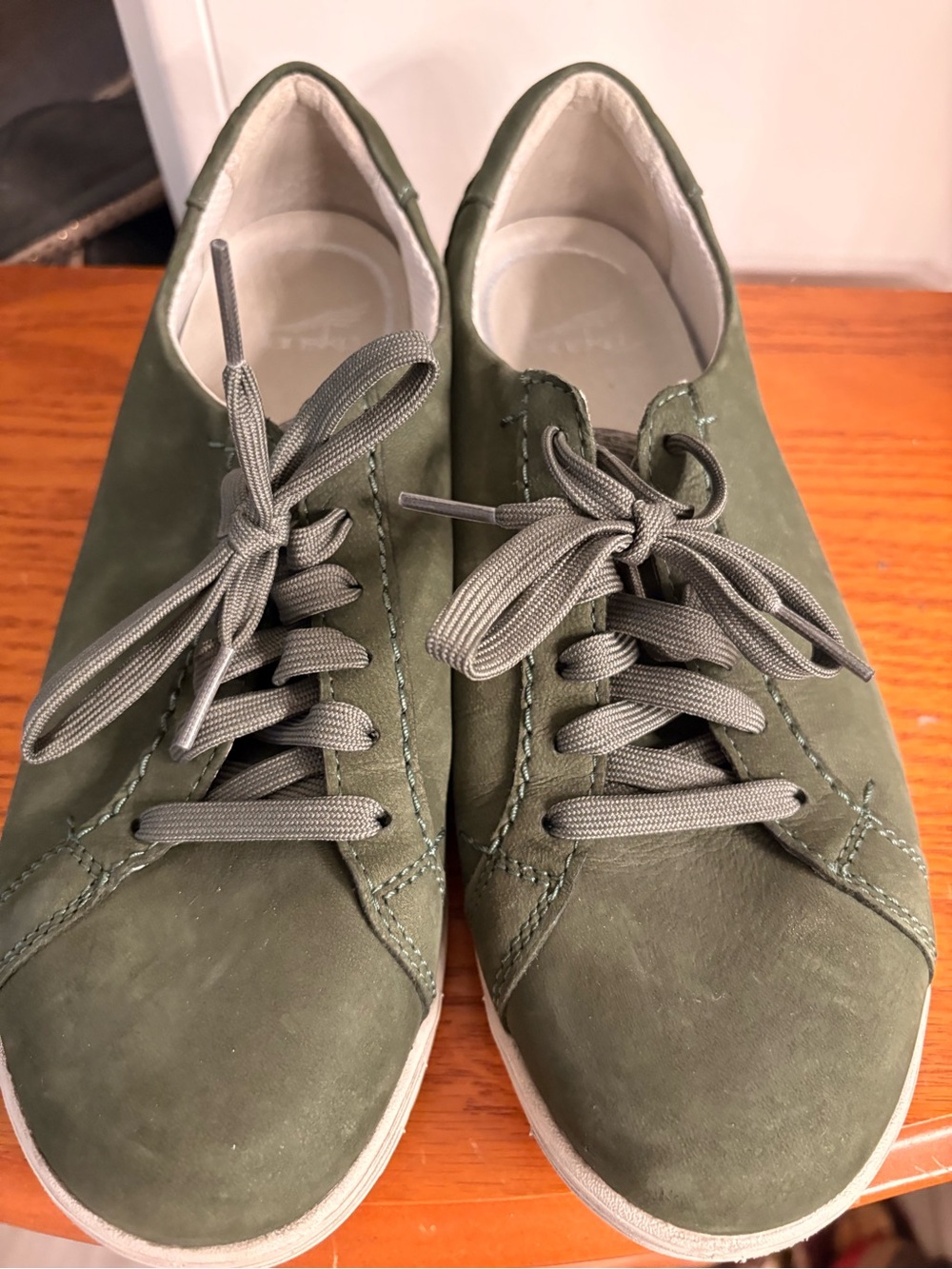 Olive Green Low-Top Lace-Up Sneakers